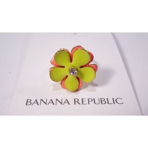 Banana Republic Women's Floral Enamel Layered Ring Sz 6 NWT 58 Yellow